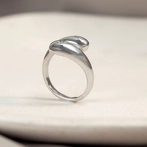 925 Sterling Silver Water Drop Twisted Open Adjustable Ring